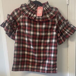 Stylish Plaid Ruffle Blouse